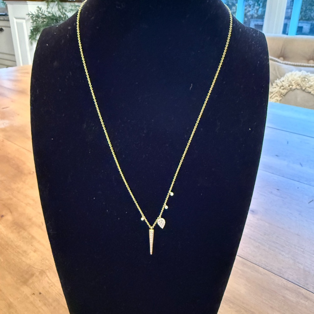 Meira T 14k Yellow Gold Dagger Pendant Necklace with diamonds